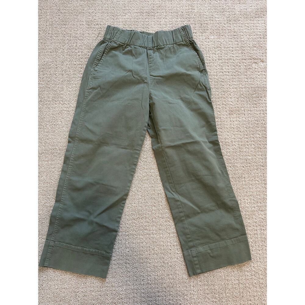 J. Crew Astrid Wide leg Chino Crop Pant Green Pull On Small Petite